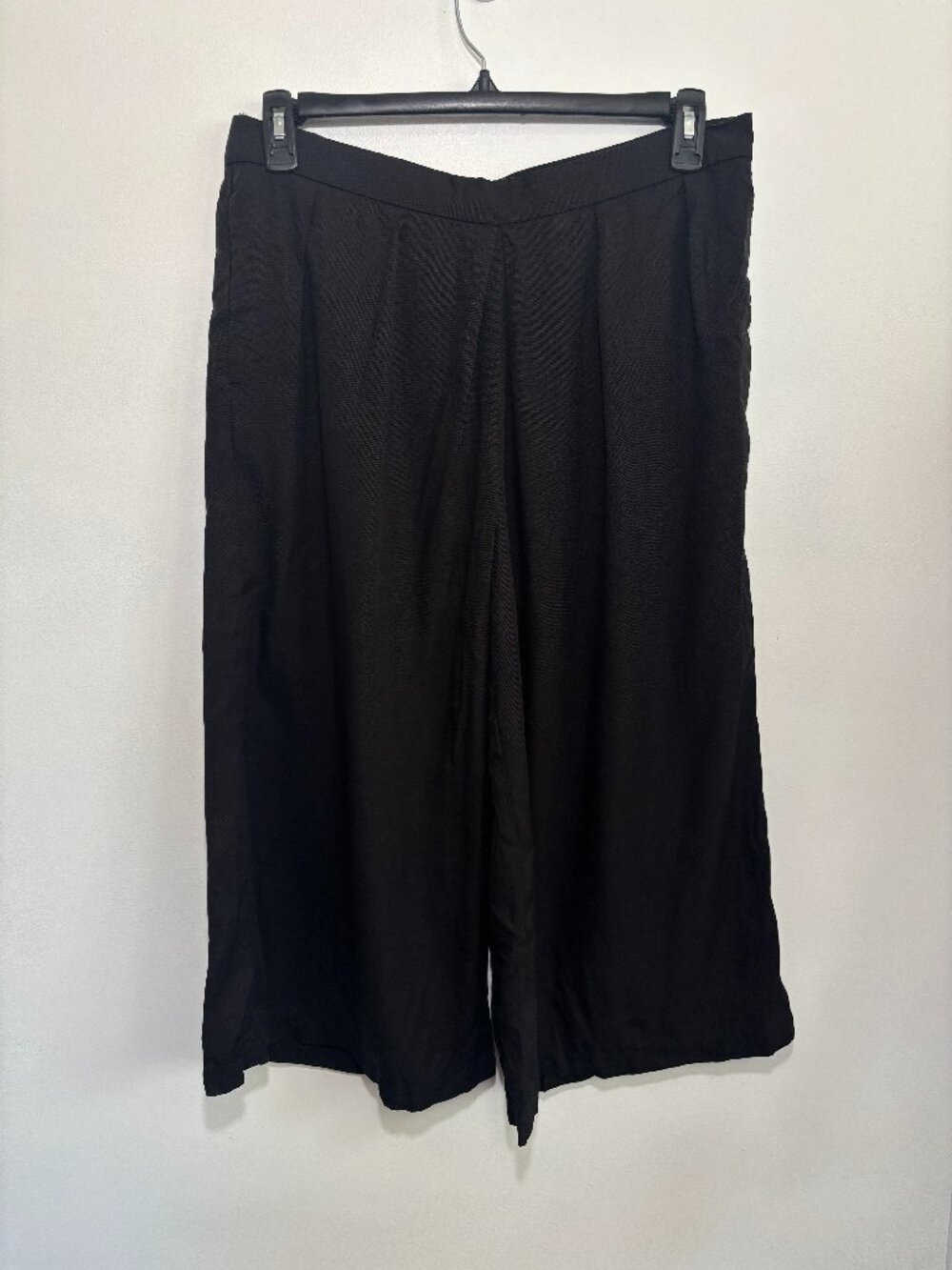 LOFT Wide Leg Pants Large Black Pull On Casual Flowy Lightweight Lounge Career
